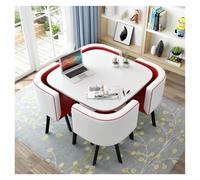 Table de salle à manger ronde moderne avec 4 chaises à dossier souple - Design peu encombrant pour cuisine et café - Meuble d'angle arrondi élégant pour petits espaces