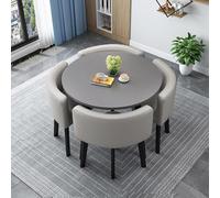 Table de salle à manger ronde moderne avec 4 chaises en tissu pour économiser de l'espace pour la maison et le bureau Hauteur 8,7 cm Idéal pour les petites