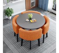 Table de salle à manger ronde moderne de 88,9 cm pour 4 personnes avec chaises peu encombrantes - Petit meuble élégant de cuisine et de salle à manger pour la maison, l'appartement, le bistrot ou le