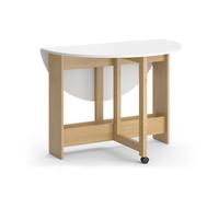Table de salle à manger Rondo, 20-100 x 100 cm dépliable, Chêne de force doré/Blanc, Vicco 47674