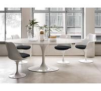 Table de salle à manger Saarinen Tulip Knoll International blanc, Designer Eero Saarinen, 198x74x121 cm