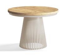 Table de Salle à Manger, Table Ronde Extensible, Meubles de Salon, Pieds en Métal, Diamètre 100 cm, Artisan, Collection Nero
