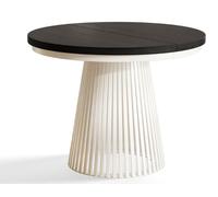 Table de Salle à Manger, Table Ronde Extensible, Meubles de Salon, Pieds en Métal, Diamètre 100 cm, Painflow, Collection Nero
