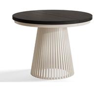 Table de Salle à Manger, Table Ronde Extensible, Meubles de Salon, Pieds en Métal, Diamètre 100 cm, Painflow, Collection Nero