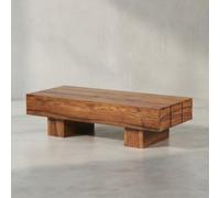 Table de salon SAAR Sheesham 120x45x30 cm surbaissée, bois massif foncé