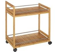 Table de service, chariot de service à roulettes en Bambou coloris naturel - Longueur 55 x Profondeur 32 x Hauteur 62,50 cm - JUANIO - naturel G