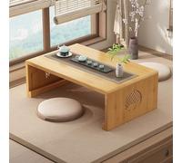Table de Sol en Bambou Chinois Pliable Japonaise Basse pour Salon, Décoration de Maison (Bûche, L)