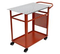 Table de soudage - Établi en acier - Double tablette - 4 roulettes pivotantes - Charge maximale 272 kg - Rectangulaire - Surface revêtue - Rouge