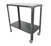 Relaxdays Table de soudage mobile perforée – Acier gris, 4 roulettes avec freins, 91,5×88×46 cm
