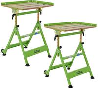 Table de soudure 2x, réglable en hauteur sur 4 positions, avec plateau en acier galvanisé et inclinaison réglable en continu jusqu'à 90°. Chariot de soudure mobile et pliable