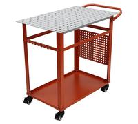 Table de soudure - Banc de travail - Capacité de charge : 272 kg - Acier - Mobile sur roulettes - Double plateau - Revêtement résistant à la chaleur