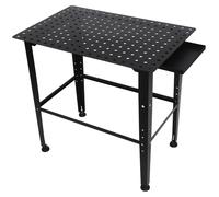 Table de soudure - Banc de travail - Plateau en acier au carbone de 3 mm - Hauteur réglable de 28 à 58,4 cm - Grille de perçage de 5 cm avec des trous de 16 mm - Capacité de charge jusqu'à 600 kg - Ét
