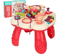 Table de tambour éducative avec piano, téléphone, trieur de téléphone et son rose Bibi-inn