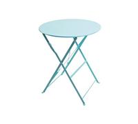 Table de Terrasse Bleu Turquoise en Acier Ronde 600 mm