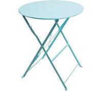Table de patio ronde pliante Bolero en acier bleu azur 60 cm
