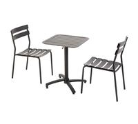 Table de terrasse inclinable 60 x 60 cm et 2 chaises noir - Oviala Almada
