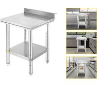 Table de traiteur commerciale, acier inoxydable durable, piètement réglable, 24x24x35 pouces 330 livres
