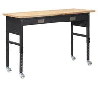Table de travail 1524x610 mm, table de travail 680 kg, table de travail réglable en hauteur de 760 à 1010 mm, table d'atelier pour garage avec tiroir, prise électrique, roulettes et panneau perforé, t