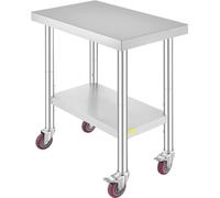 Table de travail 30" x 18" x 34" Table de traiteur en acier inoxydable avec une capacité de charge de 150 kg - Table de préparation des aliments pour cuisine commerciale, bar ou restaurant - 4 pieds r
