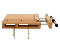 Table de travail avec banc à serrage en bois, dotée d'une pince réglable de 0 à 14 cm, en bois de hêtre et en fer