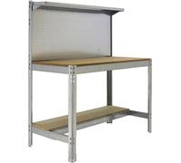 Table de travail Buffalo avec panneau à outils et étagère | Hauteur x Largeur x Profondeur : 84 x 90 x 61 cm | Capacité de charge : 400 kg | Table de travail galvanisée, table de travail, établi, banc