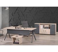Table de travail Bureau complet Meubles de bureau Table de bureau d'angle 3pcs Bois Set Gris