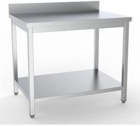 Table de travail Combisteel avec piètement et dosseret en acier inoxydable, 1600 x 700 x 850 mm