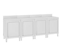 Table de travail commerciale avec armoire 240x60x96 cm Inox Argent G