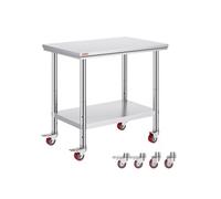 Table De Travail Cuisine En Inox Avec Etagères Réglables 90x60x85cm Capacité 317,5kg