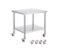 VEVOR Table De Travail Cuisine En Inox Avec Roulettes Et Freins Capacité 100kg 91x76x86cm inox