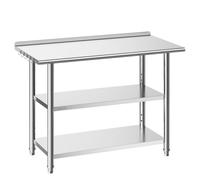 Table de Travail Cuisine Professionnelle-VEVOR-Table Centrale Inox 121,9x61x86,4 cm, Poste de Travail en Acier Inoxydable