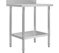 vidaXL Table de travail de cuisine avec rebord Inox 80 x 60 x 93 cm