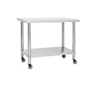 Table de travail de cuisine avec roues 100x30x85 cm Inox