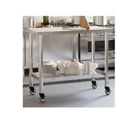 Table de travail de cuisine avec roues 110x55x85 cm inox