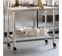 Table de travail de cuisine avec roues 110x55x85 cm inox