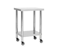 Table de travail de cuisine avec roues 60x30x85 cm Inox51631