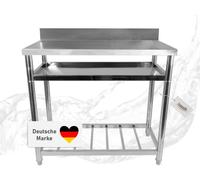 Table de travail en acier inoxydable - 100 x 50 cm - Hauteur réglable - Plan de travail avec rangement
