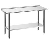 Table de travail en acier inoxydable, 61x152 cm, idéale pour la préparation des aliments, avec dosseret. Poste de travail pour cuisine professionnelle, avec étagère réglable. Table de travail robuste