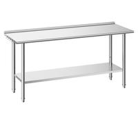 Table de travail en acier inoxydable, 61x183 cm, idéale pour la préparation des aliments, avec dosseret. Poste de travail pour cuisine professionnelle, avec étagère réglable. Table de travail robuste