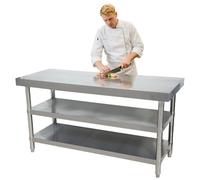 Table de Travail en Acier Inoxydable avec étagères, Table de préparation de Cuisine à Base Ouverte, Largeur 24, 30, 40, 47, 59, 63 ou 71 Pouces, comptoir de 7 mm d'épaisseur, Poste de travai