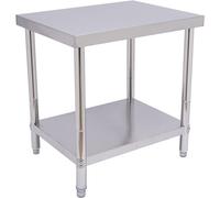 Table de travail en acier inoxydable pour cuisine, table en acier inoxydable avec plateau réglable en hauteur et 4 roulettes universelles, table de cuisine, table de découpe, table de préparation, tab