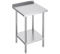 Table de travail en acier inoxydable - Table de préparation de cuisine - 90 x 61 x 61 cm - Structure métallique - À monter - Acier inoxydable