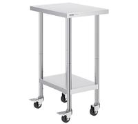 Table de travail en acier inoxydable, table de préparation professionnelle, 61 x 46 cm, avec 4 roulettes