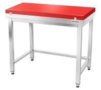 Table de travail en inox 1200x700 mm avec plaque de découpe rouge et renfort PREMIUM - GOLDINOX