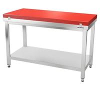 Table de travail en inox 1400x600 mm avec plaque de découpe rouge PREMIUM - GOLDINOX