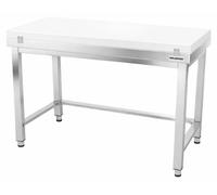 Table de travail en inox 1600x600 mm avec plaque de découpe blanche et renfort PREMIUM - GOLDINOX