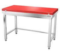 Table de travail en inox 1600x700 mm avec plaque de découpe rouge et renfort PREMIUM - GOLDINOX