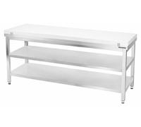 Table de travail en inox 1800x600 mm avec plaque de découpe blanche et 2 étagères PREMIUM - GOLDINOX