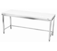 Table de travail en inox 1800x600 mm avec plaque de découpe blanche et renfort PREMIUM - GOLDINOX