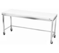 Table de travail en inox 1800x600 mm avec plaque de découpe blanche et renfort sur roulettes PREMIUM - GOLDINOX